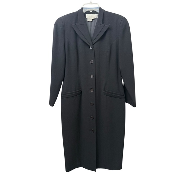 SOLD Vintage 90s Wool Overcoat Women’s Size 10 Black Lined Simon Chang - Picture 2 of 10
